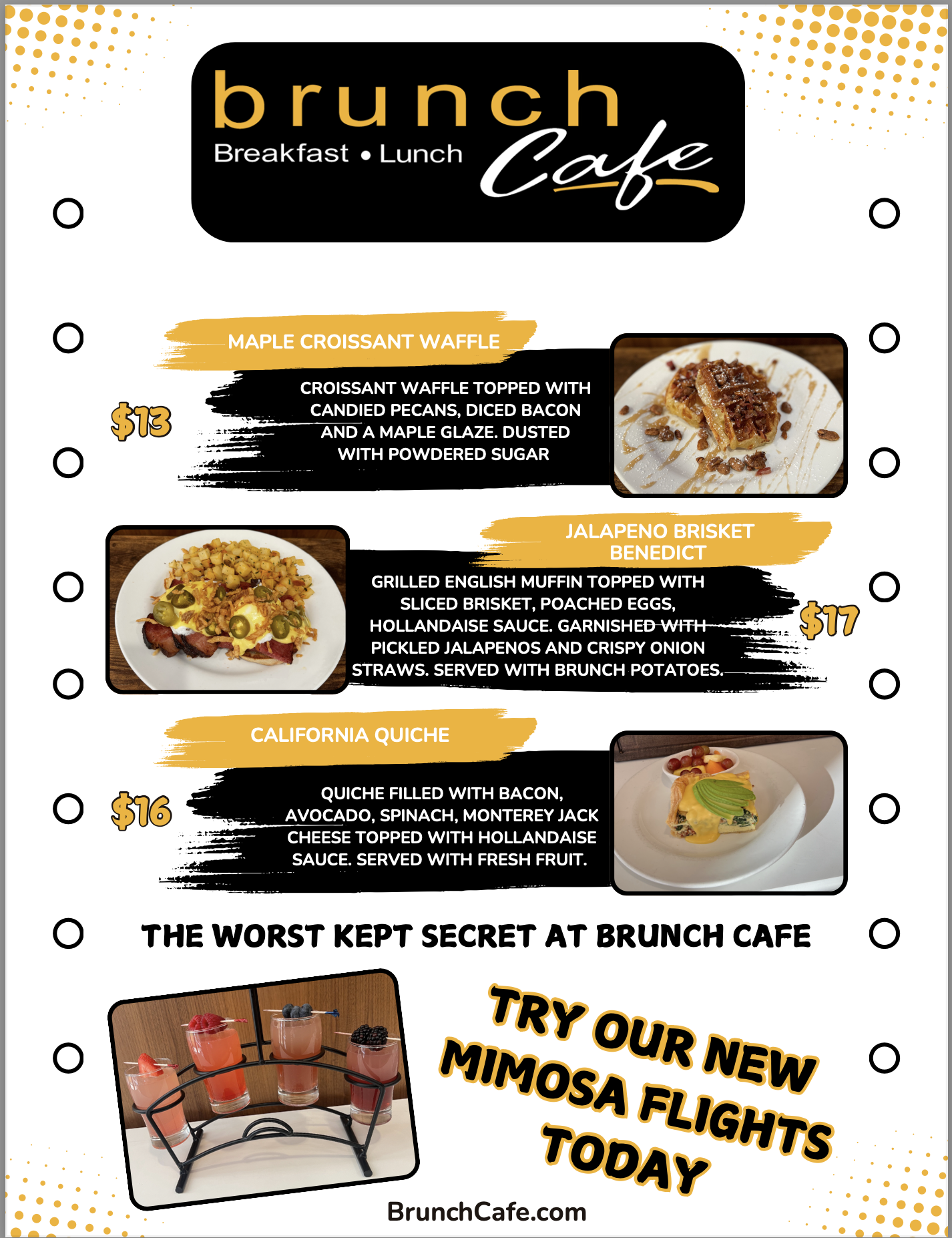 brunch cafe September Specials